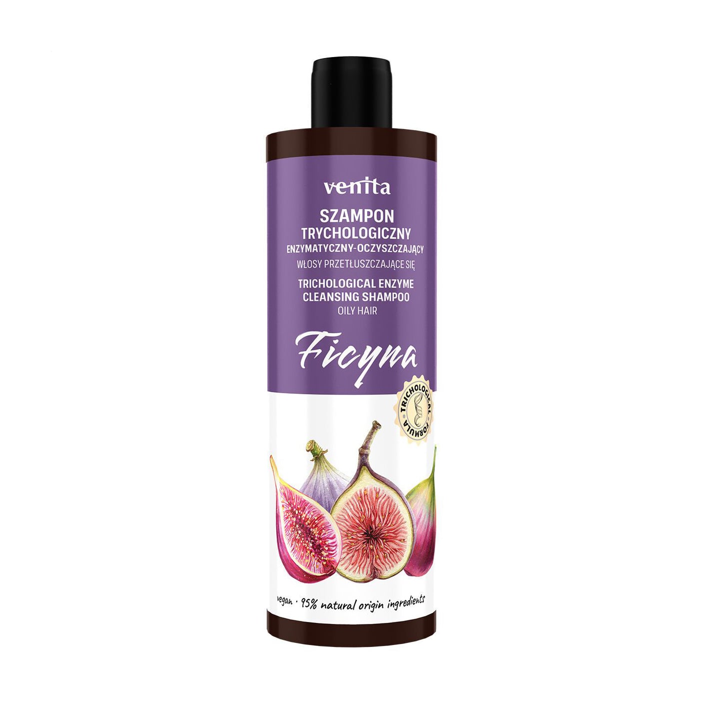 Трихологічний ензимний шампунь Venita Trichological Enzyme Cleansing Shampoo для жирного волосся, з екстрактом інжиру, 300 мл